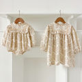 New Sisters Dress Infant Baby Girls Lace Collar Dress Rompers Kids Girls Vintage Flowers Princess Dress Family Clothes Rompers. 
