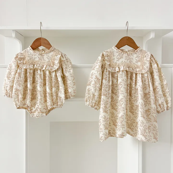New%20Sisters%20Dress%20Infant%20Baby%20Girls%20Lace%20Collar%20Dress%20Rompers%20Kids%20Girls%20Vintage%20Flowers%20Princess%20Dress%20Family%20Clothes%20Rompers%20-%20Image%202