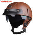 Motorcycle Helmet Leather Retro Casco Moto Summer Capacete De Moto Half Face Dot Certification Motorbike Half Helmets Vintage. 