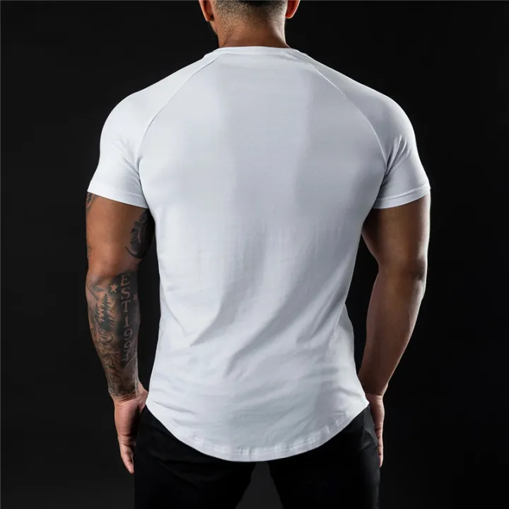 Plain%20Gym%20T-shirt%20Men%20Summer%20Fitness%20Clothing%20O-Neck%20Short%20Sleeve%20T%20shirt%20Cotton%20Slim%20Fit%20Tshirt%20Bodybuilding%20Workout%20Tees%20Tops%20-%20Image%202