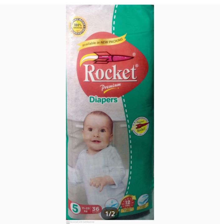Rocket Racoon Diaper Rocket Premium Diapers Xtra Large Size ( 5 ) 36 Pcs Diapers | Daraz.pk