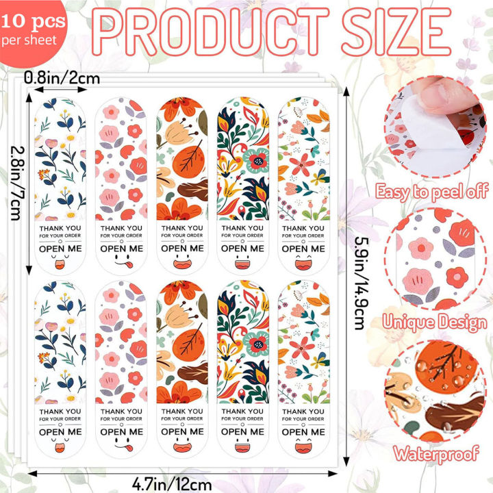 50%20pieces%20Cute%20Floral%20Print%20Expression%20Rectangular%20"Thank%20You%20for%20Your%20Order"%20Seal%20Stickers,%20Paper%20Gift%20Item%20Sealing%20Labels,%20Fast%20Food%20Takeout%20Packaging%20Thank%20You%20Stickers,%20Matte%20Finish,%20Single%20Use%20-%20Image%205