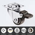 4 Pcs Low Profile Casters Wheels 1 Inch Soft Rubber Swivel Caster Small Silent Casters with 360 Degree Top Plate and 12 Screws. 