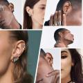 5 Pairs Classic 3mm Wide Stainless Steel Black Color Huggie Hoop Earrings Set for Men Women Hypoallergenic Minimalist Jewelry. 