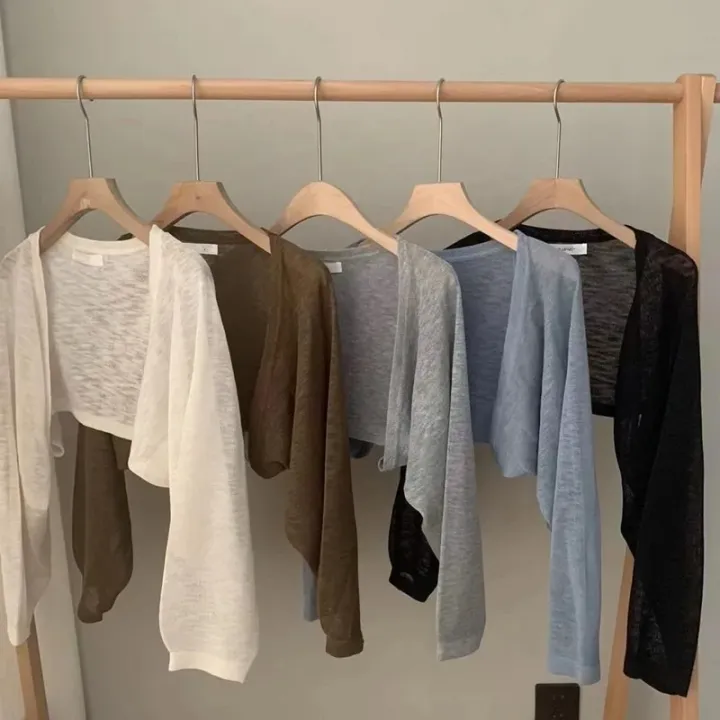 Short%20Ice%20Silk%20Knitted%20Sun%20Protection%20Cardigan%20Women's%20Thin%20Summer%20Suspender%20Skirt%20Layered%20Gauze%20Jacket%20Air-conditioned%20Cover%20Up%20-%20Image%203