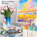 Automatic Ink Control Acrylic Paint Markers, 9 pcs Brush Tip Acrylic Paint Pens set with 7 professional color series. 