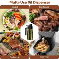 2 in 1 Olive Oil Dispenser Bottle 470ml Light-Blocking Dark Oil Sprayer for Cooking for Kitchen Dark Green Glass Oil Bottle.
