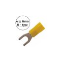 50pcs U TYPE Insulated lugs Brass, control thimbles, Ring Cable Lugs, Wire Terminals 1.5mm, 2.5mm nd 4mm to 6mm size choose from coise. 