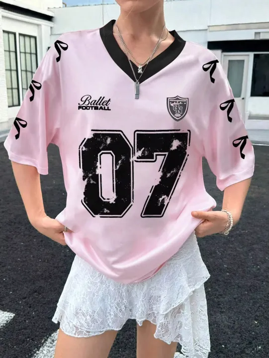 New%20Women's%20No.7%20Letters%20Printed%20V-Neck%20Short%20Sleeve%20Summer%20Soccer%20Jersey%20Loose%20Casual%20Sports%20Women's%20T-Shirt%20Short%20Sleeve%20-%20Image%206