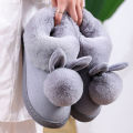Winter Warm Home Fur Boots Womens Indoor Home Rabbit Shoe Furry Ears Footwear Indoor Bedroom Flat Heels Fluffy Ankle Boots. 
