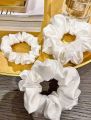 White Silk Satin Scrunchie 3 Pcs. 