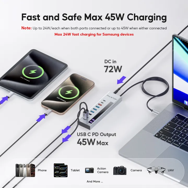 PULWTOP%2010-in-1%20Powered%20USB%20C%20Hub,%20USB%203.2%20Data%20Hub%20with%20USB%20A/C%2010Gbps,%20%20USBA%205Gbps,%20100W%20PD,%2024/45W%20Type-C%20Charging%20Ports%20-%20Image%204