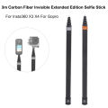 3M spiral carbon fiber selfie stick bullet time panoramic motion camera invisible stick suitable for Insta 360X3 X4 ONE RS, GO 2. 