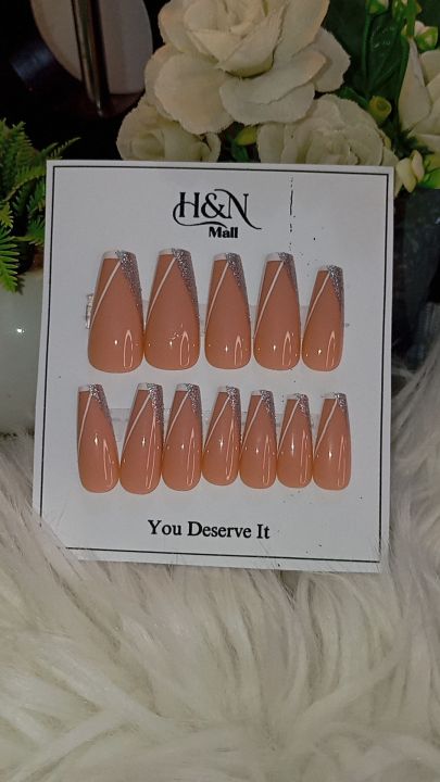 H&N Mall Nail Art Premium Press On Nails Only 1 card (12 nails on each card) with free application kit | Reusable |Water Proof |Long Lasting Manicure |No Glue Needed |Salon Quality fake nails | artificial nails