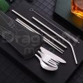 Stainless Steel Tableware Bag Washable with Zipper Cutlery Kit Case Portable Pouch For DinnerHousehold Tool Travel Camping Spoon.