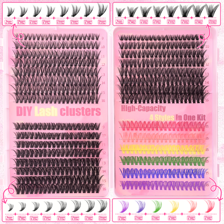 %5BPersonal%20Eyelash%5D%20240/390/600%20Cluster%20Color%20Mixed%20Eyelash%20Extension%20Kit%20Makeup%20Beginner%20False%20Eyelash%20-%20Image%204