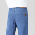 New Ice Silk Thin Denim Jeans For Men Blue Straight Stretch Cotton Pants Business Casual Lightweight Trousers Spring Summer. 