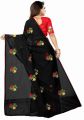 Embroidered Chanderi Cotton Saree (Black) with Blouse material. 