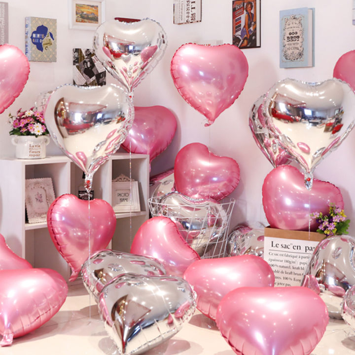 10pcs 18inch Rose Gold Red Pink Love Heart Foil Balloons Valentines ...