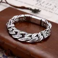 New Silver Color Bracelet Men's Original Design Retro Personality Transfer Mantra Mantra Turn Wind Jewelry. 