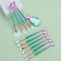 11 pcs mermaid makeup brushes, fish tail makeup brush set, beauty tools. 