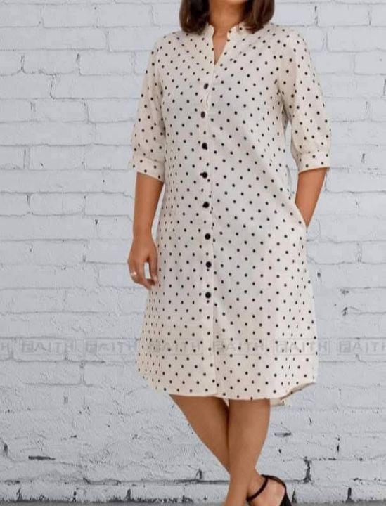 Ladies Casual Frocks/Women's Dresses/Polka Dot Design/White Dot Design