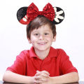 Disney Mickey Black Mouse Ears Headband For Girls Women Sequins 5"Bow Party Hairband Festival DIY Hair Accessories Femme.