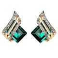 Huitan's Newest Square Earrings Women's Unique Circular Design Earrings Luxurious and Shiny Zircon Wedding Fashion Jewelry Gifts. 