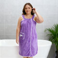 1pc, coral velvet women's bath skirt, wearable bath towel wrap women's absorbent Beach Spa gym bathrobe, slip skirt bath.