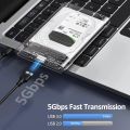 Transparent HDD Case SATA to USB 3.0 Hard Drive Case External 2.5'' HDD Enclosure Support UASP, for Type C SSD Disk Case Box. 