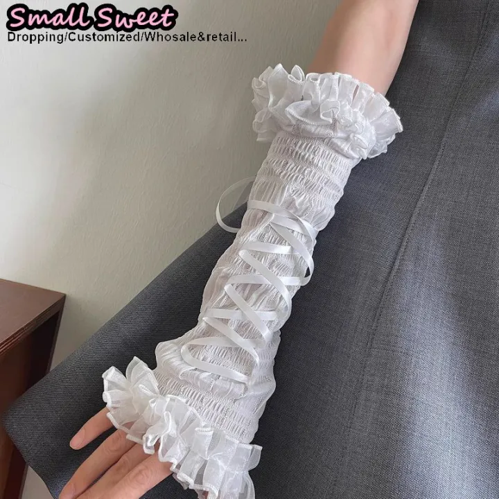 Ballet%20Goths%20Women%E2%80%98s%20Y2K%20Girl%20Summer%20Lolita%20JK%20Bie%20Bow%20Sleeve%20Cover%20Half%20Finger%20Yarn%20Arm%20Warmers%20Wrist%20Cuffs%20Lace%20Ruffled%20Gloves%20-%20Image%205