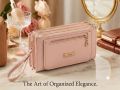 Beautiful Leather Three Zipper and Pocket Long Clutch Wallet Fashion Smartphone Wallet Wristlet Zip Wallet for Women. 