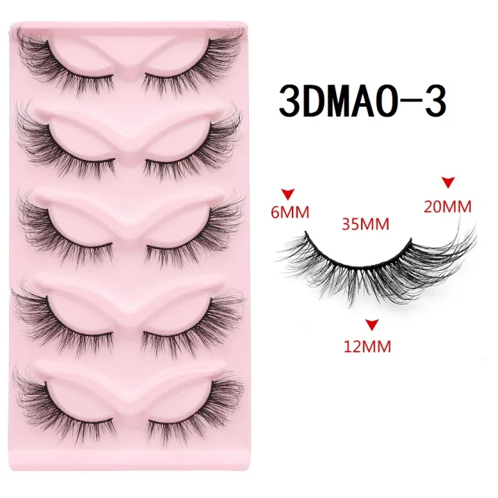 GROINNEYA%20Cat%20eye%20Eyelashes%203D%20Natural%20False%20Lashes%20Fluffy%20Soft%20Cross%205%20pairs%20Manga%20Lashes%20Wispy%20Natural%20Eyelash%20Extension%20Makeu%20-%20Image%206