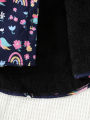 Autumn And Winter Girls' Unicorn Flower Printed Jacket With Plush Insulation Long Sleeved Casual Hooded Jacket.