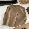 Women Sweater Vest Gold Button Up Waistcoat Soft Knitted Sleeveless Cardigan Jacket Top Fall Winter Korean Ladies Chic Outfit.