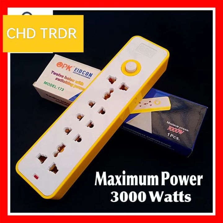 High-Quality Extension Board | Multiple EU/UK Sockets with Power On/Off Switch | 3000W Maximum Power without wire