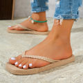 Women's Summer Beach Vacation Square-Toe Comfortable Open-Toe Waterproof Non-Slip Flat Flip-Flops, Casual Home-Style Flip-Flops. 