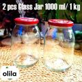 Glass Jar Storage with Cap (1000ml / 1kg) Glass Jar for Kitchen | Glass Jar Container | Premium Glass Jar for Food Storage..