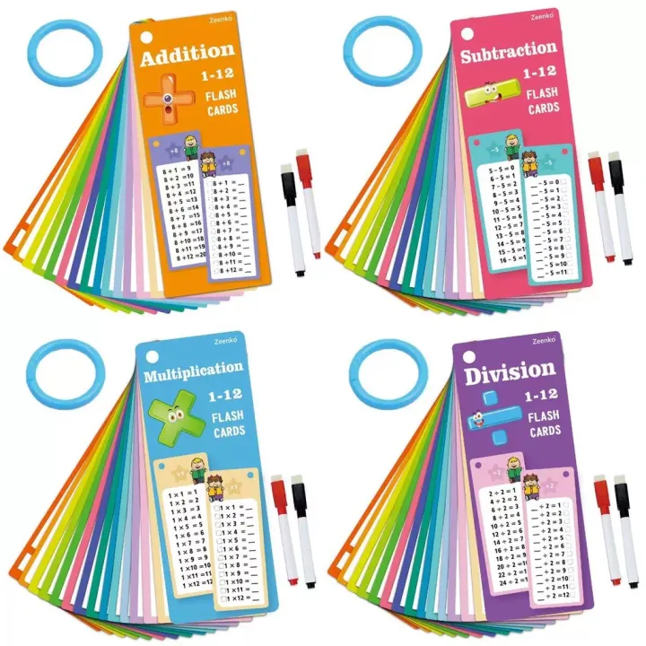 15pcs 1-12 Maths Table Cards Self Check Math Learning Tool Math matical ...