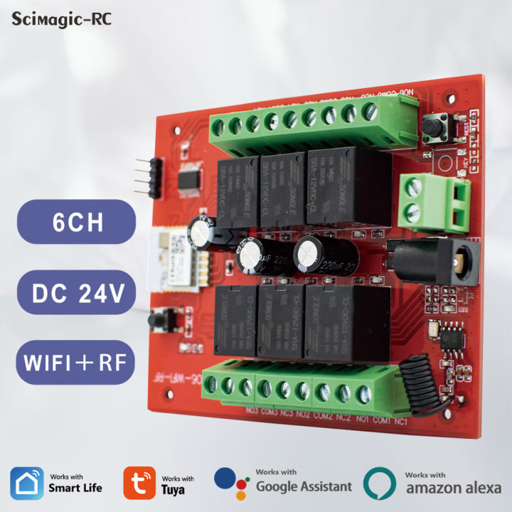 6CH Tuya Wireless Switch Module DC 12V 24V 6 Channels Wifi Relay Module ...