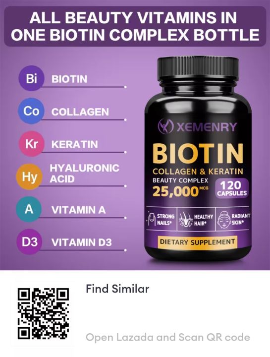BIOTIN COLLAGEN & KERATIN Capsules, Hair Growth Supplement for Men and ...