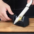 1Pc Black Kitchen Three Segment Knife Sharpener Household Multi Functional Hand Held Three Purpose Sharpening Stone Kitchen Tool. 