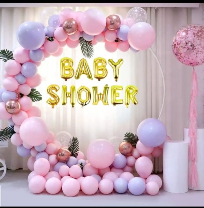 Baby Shower Decoration Kit 60 pc – (Pink Purple Rose Gold) Pastel