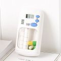 Portable Mini Pill Box Timer with LCD Digital Electric Alarm Medicine Pill Case 2 Grids. 