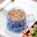 Double Wall High Borosilicate Clear Glass Cup Dried Flowers Glass Tea Cup Coffee Mug with Handle Heat Resistant Tea Cups.