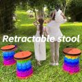 Thickened Travel Outdoor Rainbow Retractable Folding Stool, High-speed Rail and Train Portable Retractable Stool, Outdoor Chair.