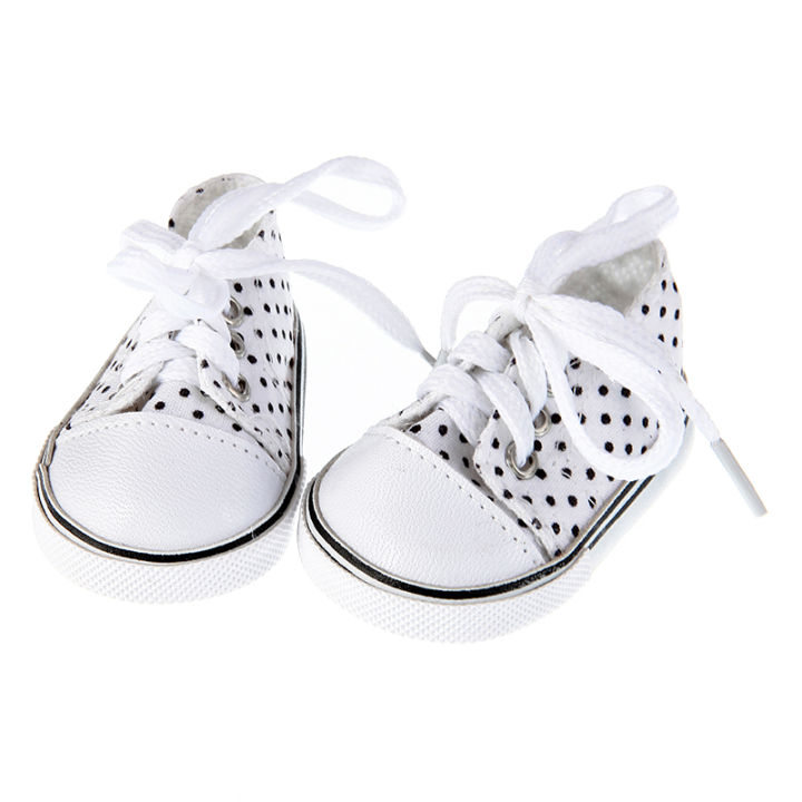 7%20cm%20Canvas%20Denim%20Sneakers%20New%20Born%20%20Baby%20Shoes%20Handmade%20Lace-up%20Sneakers%20Shoes%20For%2018%20Inches%20American%2043%20cm%20Baby%20Dolls%20%20-%20Image%202