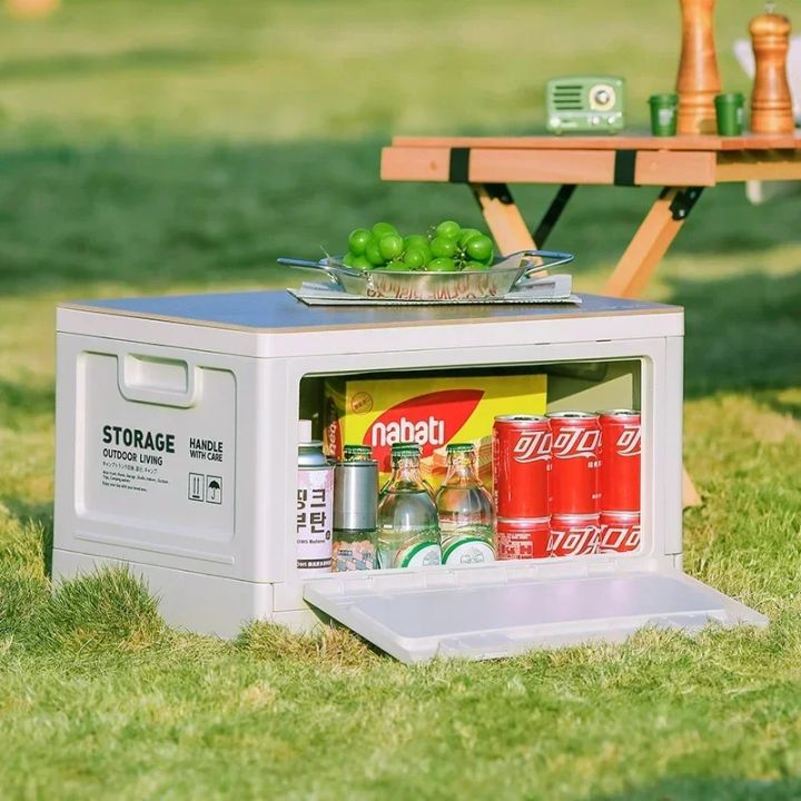 Camping storage box, trunk organizer, camping picnic camping box, car folding outdoor bench and chopping board