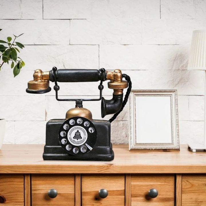 Old Ringing Telephone Prop Vintage Resin Telephone Model Creative Phone Miniature Retro Bookstore ...