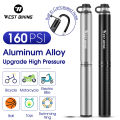WEST BIKING Portable Bicycle Pump 160PSI Mini Aluminum Alloy Bike Pump Schrader/Presta Valve Inflator MTB Road Bike Accessories. 